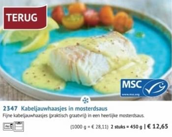 Promotions Kabeljauwhaasjes in mosterdsaus - Produit maison - Bofrost - Valide de 28/09/2020 à 28/03/2021 chez Bofrost
