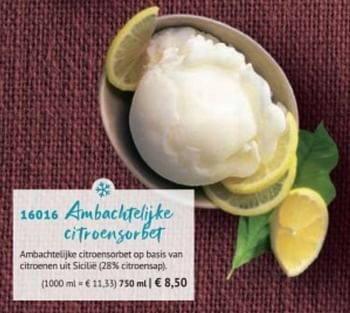 Promoties Ambachtelijke citroensorbet - Huismerk - Bofrost - Geldig van 28/09/2020 tot 28/03/2021 bij Bofrost