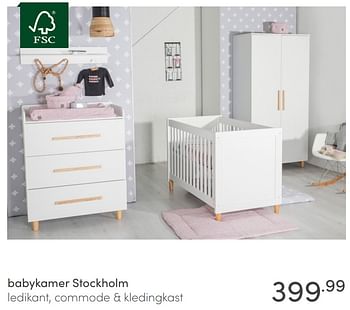 Promotions Babykamer stockholm ledikant, commode + kledingkast - Produit Maison - Baby & Tiener Megastore - Valide de 18/10/2020 à 24/10/2020 chez Baby & Tiener Megastore