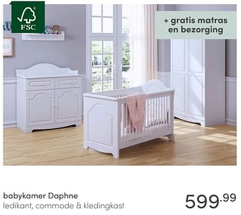 Promoties Babykamer daphne ledikant, commode + kledingkast - Huismerk - Baby & Tiener Megastore - Geldig van 18/10/2020 tot 24/10/2020 bij Baby & Tiener Megastore