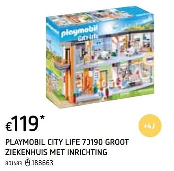 Promoties Playmobil city life 70190 groot ziekenhuis met inrichting - Playmobil - Geldig van 22/10/2020 tot 06/12/2020 bij Dreamland