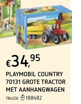 Promoties Playmobil country 70131 grote tractor met aanhangwagen - Playmobil - Geldig van 22/10/2020 tot 06/12/2020 bij Dreamland