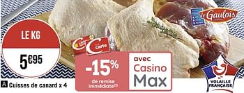 Promotions Cuisses de canard - Produit Maison - Casino - Valide de 20/10/2020 à 24/10/2020 chez Super Casino
