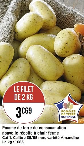 Promoties Pomme de terre de consommation nouvelle récolte à chair ferme - Huismerk - Casino - Geldig van 20/10/2020 tot 24/10/2020 bij Super Casino