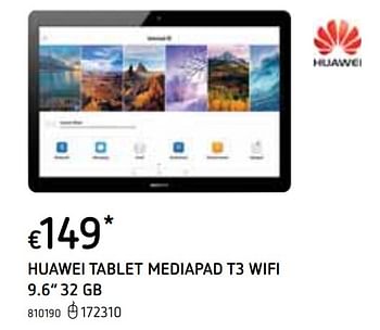 Promoties Huawei tablet mediapad t3 wifi 9.6`` 32 gb - Huawei - Geldig van 22/10/2020 tot 06/12/2020 bij Dreamland