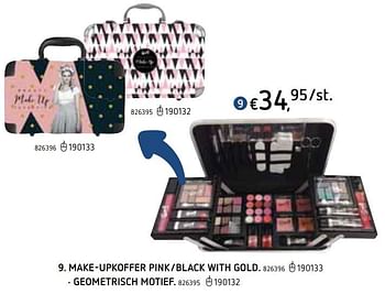 Promoties Make-upkoffer pink-black with gold - Huismerk - Dreamland - Geldig van 22/10/2020 tot 06/12/2020 bij Dreamland