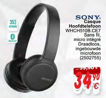 Promoties Sony casque hoofdtelefoon whch510b.ce7 - Sony - Geldig van 16/10/2020 tot 06/12/2020 bij Cora