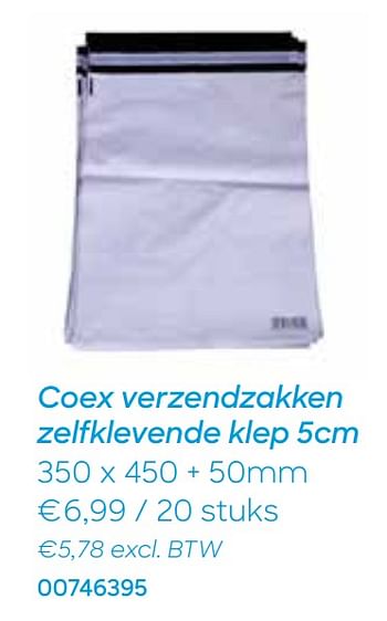 Promotions Coex verzendzakken zelfklevende klep 5cm - Coex - Valide de 20/10/2020 à 30/11/2020 chez Ava