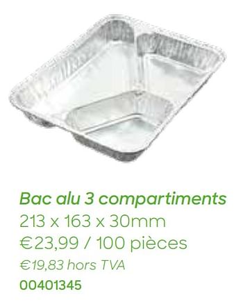 Promotions Bac alu 3 compartiments - Produit Maison - Ava - Valide de 20/10/2020 à 30/11/2020 chez Ava