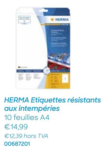 Promotions Herma etiquettes résistants aux intempéries - Herma - Valide de 20/10/2020 à 30/11/2020 chez Ava