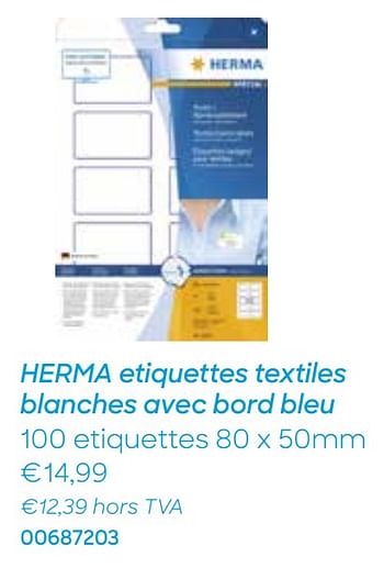 Promotions Herma etiquettes textiles blanches avec bord bleu - Herma - Valide de 20/10/2020 à 30/11/2020 chez Ava