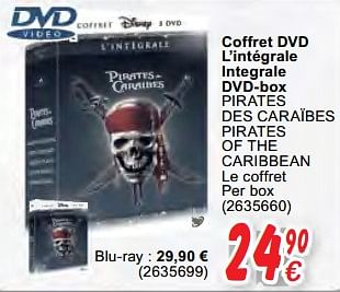 Promotions Coffret dvd l`intégrale integrale dvd-box pirates des caraïbes pirates of the caribbean - Produit maison - Cora - Valide de 16/10/2020 à 06/12/2020 chez Cora