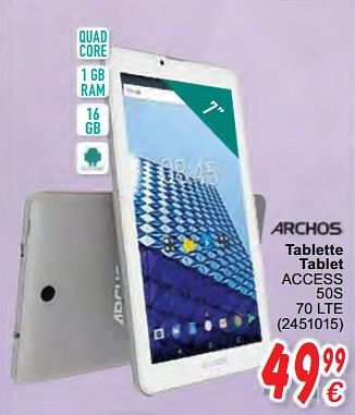 Promotions Archos tablette tablet access 50s 70 lte - Archos - Valide de 16/10/2020 à 06/12/2020 chez Cora