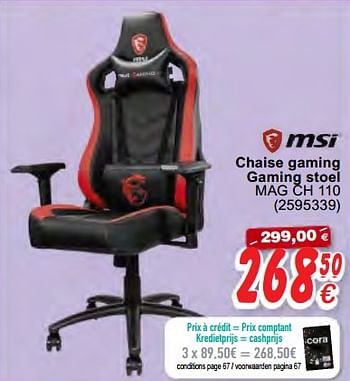 Promotion Cora Chaise Gaming Gaming Stoel Mag Ch 110 Msi Meubles Valide Jusqua 4 Promobutler