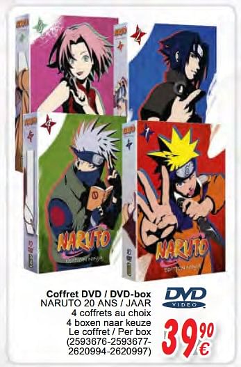 Promotions Coffret dvd - dvd-box naruto 20 ans - jaar - Produit maison - Cora - Valide de 16/10/2020 à 06/12/2020 chez Cora