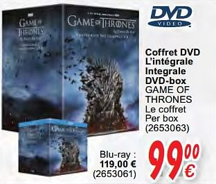Promotions Coffret dvd l`intégrale integrale dvd-box game of thrones - Produit maison - Cora - Valide de 16/10/2020 à 06/12/2020 chez Cora