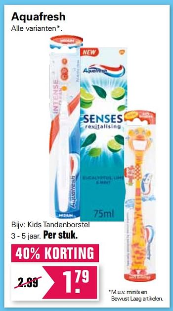 Promoties Aquafresh kids tandenborstel - Aquafresh - Geldig van 14/10/2020 tot 31/10/2020 bij De Online Drogist