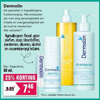 Promoties Dermolin dagcrème - Dermolin - Geldig van 14/10/2020 tot 31/10/2020 bij De Online Drogist