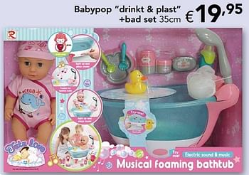 Promoties Babypop drinkt + plast +bad set - Huismerk - Happyland - Geldig van 19/10/2020 tot 31/12/2020 bij Happyland