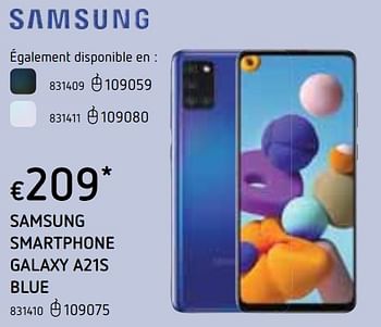 Promotions Samsung smartphone galaxy a21s blue - Samsung - Valide de 22/10/2020 à 06/12/2020 chez Dreamland