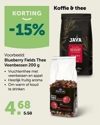 Promoties Java blueberry fields thee veenbessen - Java - Geldig van 21/10/2020 tot 31/10/2020 bij Aveve