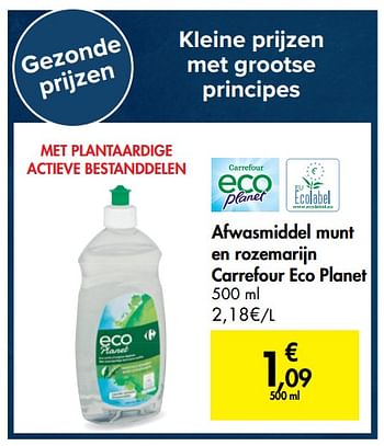 Promoties Afwasmiddel munt en rozemarijn carrefour eco planet - Huismerk - Carrefour  - Geldig van 21/10/2020 tot 02/11/2020 bij Carrefour