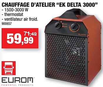 Promotions Eurom chauffage d`atelier ek delta 3000 - Eurom - Valide de 14/10/2020 à 25/10/2020 chez Hubo