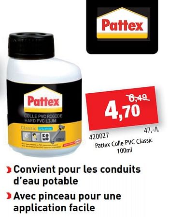Promotions Pattex colle pvc classic - Pattex - Valide de 14/10/2020 à 25/10/2020 chez Hubo