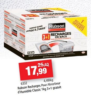 Promoties Rubson recharges pour absorbeur d`humidité classic - Rubson - Geldig van 14/10/2020 tot 25/10/2020 bij Hubo