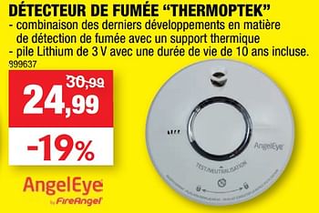 Promotions Détecteur de fumée thermoptek - AngelEye - Valide de 14/10/2020 à 25/10/2020 chez Hubo