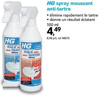 Promotions Hg spray moussant anti-tartre - HG - Valide de 14/10/2020 à 25/10/2020 chez Hubo