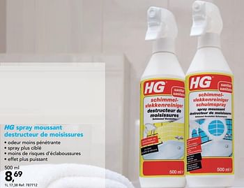 Promotions Hg spray moussant destructeur de moisissures - HG - Valide de 14/10/2020 à 25/10/2020 chez Hubo