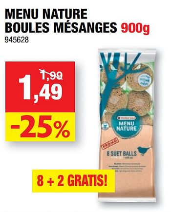 Promoties Menu nature boules mésanges - Versele-Laga - Geldig van 14/10/2020 tot 25/10/2020 bij Hubo