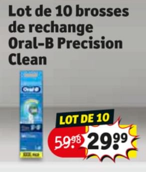 Promotions Lot de 10 brosses de rechange oral-b precision clean - Oral-B - Valide de 20/10/2020 à 25/10/2020 chez Kruidvat