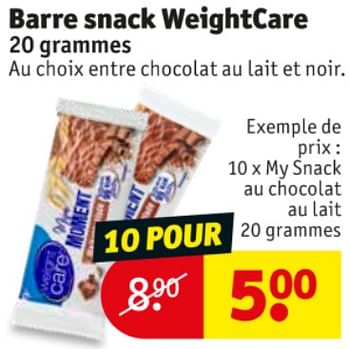 Promotions My snack au chocolat au lait - Weight Care - Valide de 20/10/2020 à 25/10/2020 chez Kruidvat