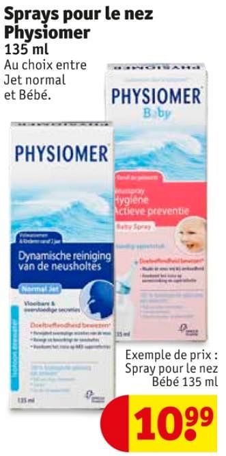 Promotions Spray pour le nez bébé - Physiomer  - Valide de 20/10/2020 à 25/10/2020 chez Kruidvat