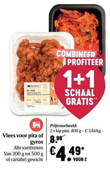 Promoties Vlees voor pita of gyros - Huismerk - Delhaize - Geldig van 22/10/2020 tot 28/10/2020 bij Delhaize