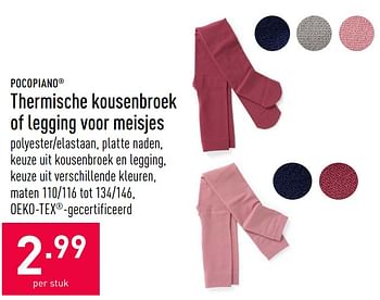 Promoties Thermische kousenbroek of legging voor meisjes - POCOPIANO - Geldig van 28/10/2020 tot 06/11/2020 bij Aldi