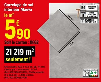 Promotions Carrelage de sol intérieur maeva - Produit Maison - Brico Depot - Valide de 16/10/2020 à 29/10/2020 chez Brico Depot