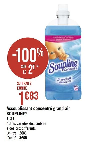 Promo Soupline adoucissant concentré grand air chez Géant Casino