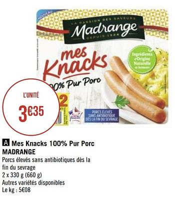 Promotions Mes knacks 100% pur porc madrange - Madrange - Valide de 17/10/2020 à 01/11/2020 chez Géant Casino