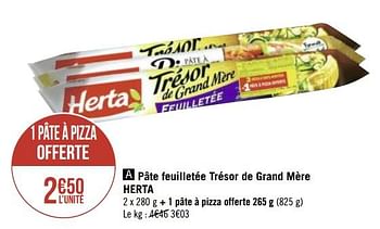 Promotions Pâte feuilletée trésor de grand mère herta - Herta - Valide de 17/10/2020 à 01/11/2020 chez Géant Casino