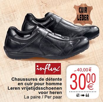 Promoties Chaussures de détente en cuir pour homme leren vrijetijdsschoenen voor heren - INFLUX - Geldig van 20/10/2020 tot 02/11/2020 bij Cora