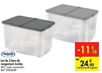 Promotions Lot de 3 box de rangement jumbo - Tontarelli - Valide de 21/10/2020 à 02/11/2020 chez Carrefour