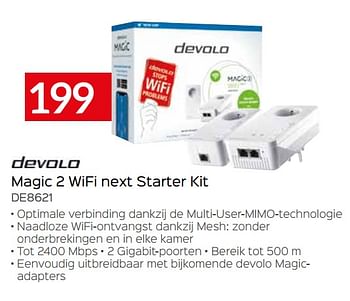 Promoties Devolo magic 2 wifi next starter kit de8621 - Devolo - Geldig van 16/10/2020 tot 15/11/2020 bij Selexion