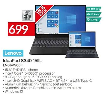 Promotions Lenovo ideapad s340-15iil ln81vw00f - Lenovo - Valide de 16/10/2020 à 15/11/2020 chez Selexion