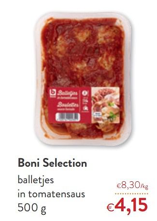 Promotions Boni selection balletjes in tomatensaus - Boni - Valide de 21/10/2020 à 03/11/2020 chez OKay