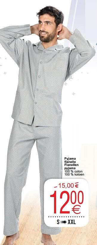 Promotions Pyjama flanelle flanellen pyjama - Produit maison - Cora - Valide de 20/10/2020 à 02/11/2020 chez Cora