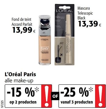 Promoties L`oréal paris alle make-up - L'Oreal Paris - Geldig van 21/10/2020 tot 03/11/2020 bij Colruyt