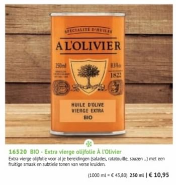Promoties Bio-extra vierge olijfolie à l`olivier - Huismerk - Bofrost - Geldig van 28/09/2020 tot 28/03/2021 bij Bofrost